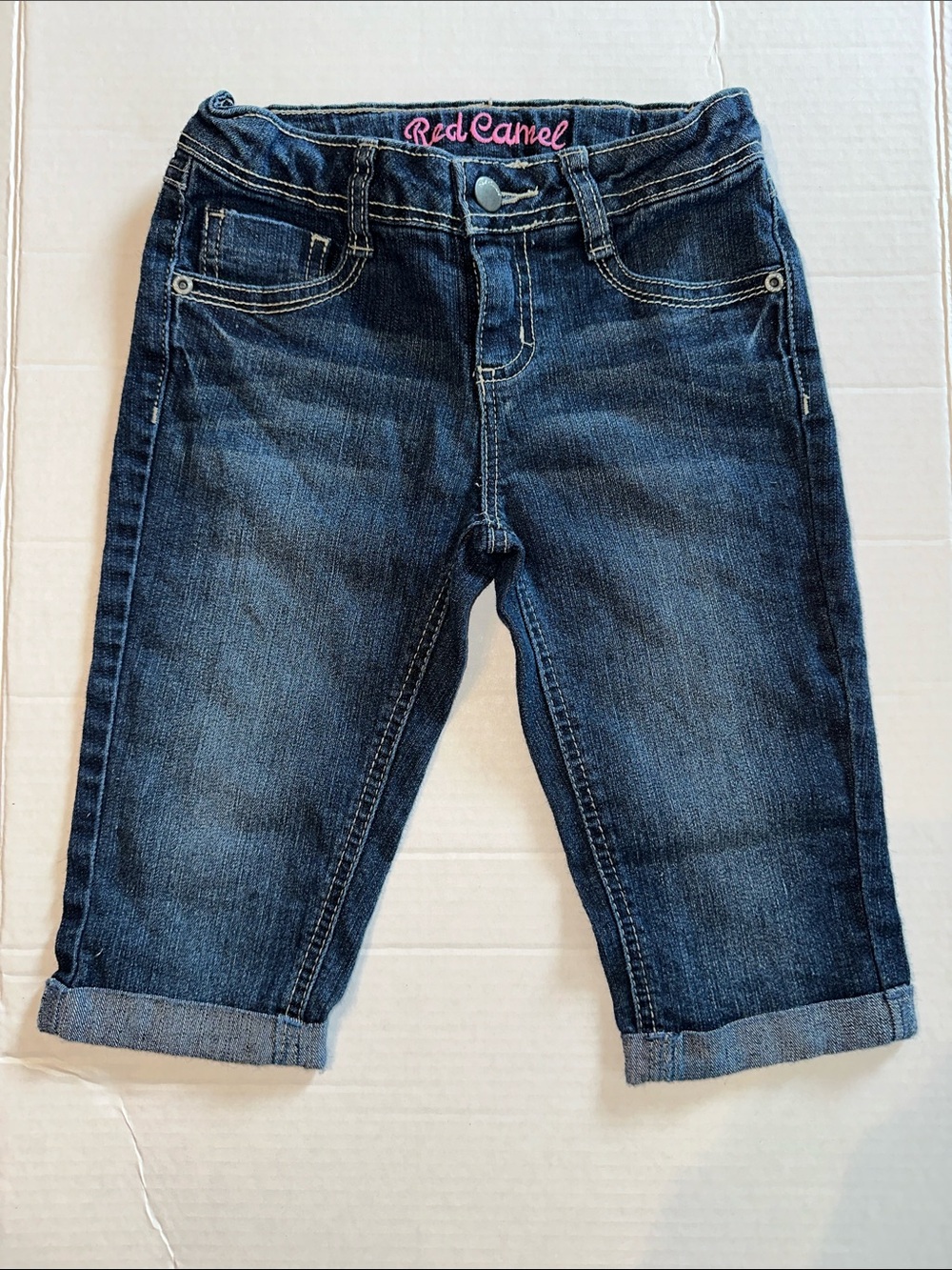 Red Camel Girls Dark Blue Rolled Cuff Capri Jeans